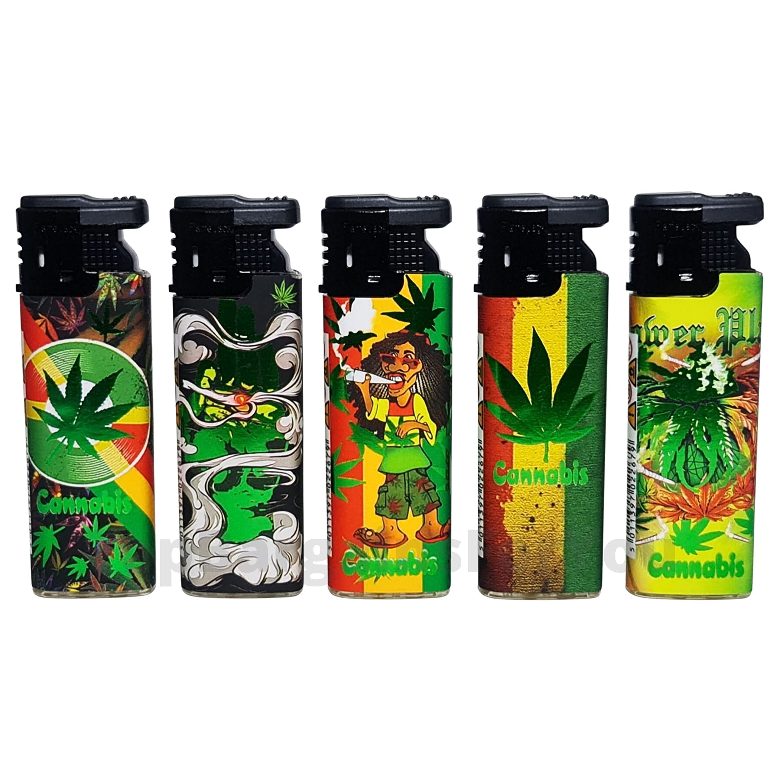 Zactly Multicolor - 5 X Flamejack Colourful Windproof Dustproof Jet Lighters Really Powerful – Limited Edition (Glow Rasta Man)