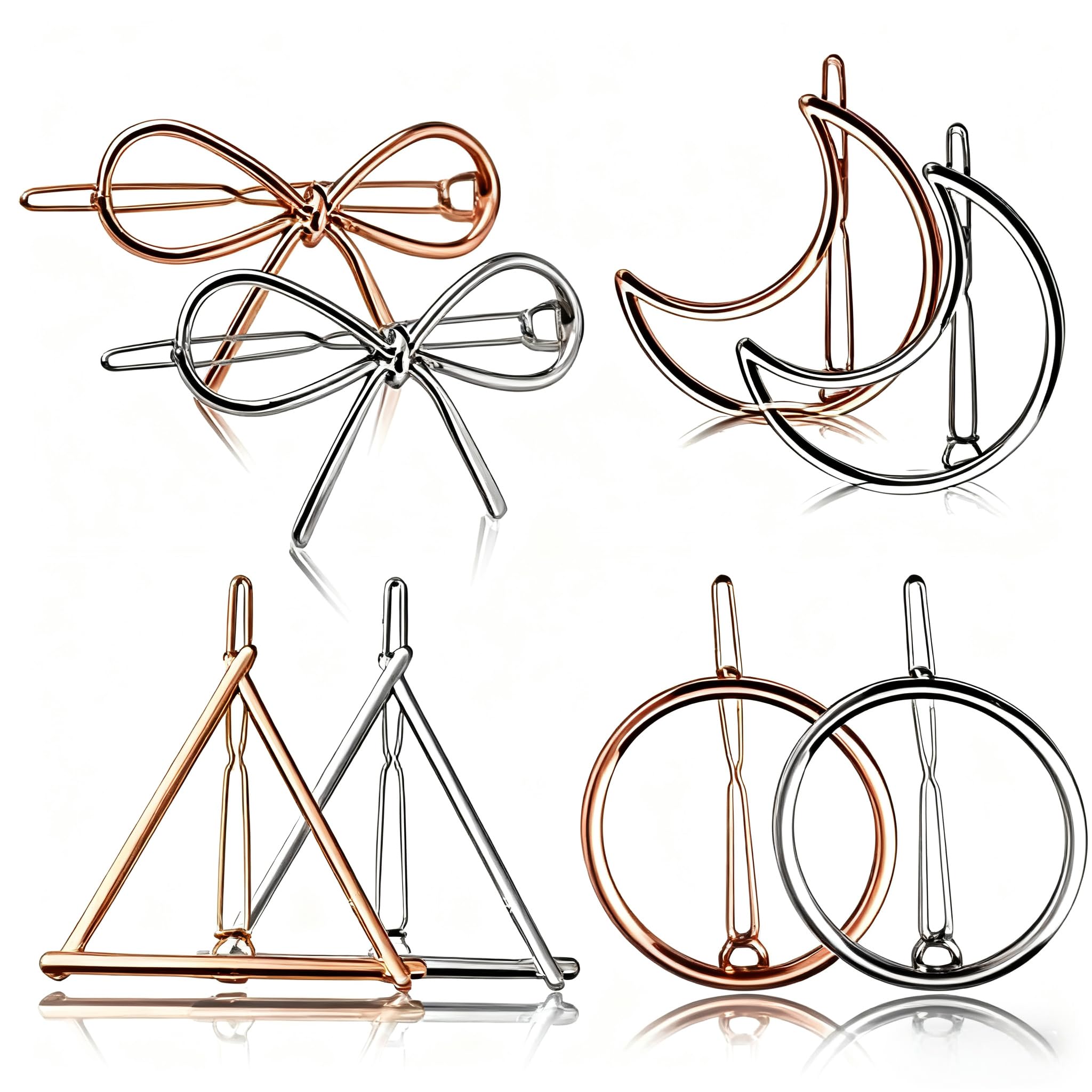 ELECDON 8 Pcs Hair Clip for Women - Hair Barrettes Hair Pins Hollow Moon Triangle Circle Butterfly Hair Clips for Girls Thick Hair Styling Minimalist Personality Hair Accessories