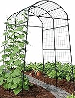 7FT Extra Tall Garden Trellis Arch - PP-Coated Stainless Steel Cucumber Trellis for Climbing Plants, Vines, Roses with Netting