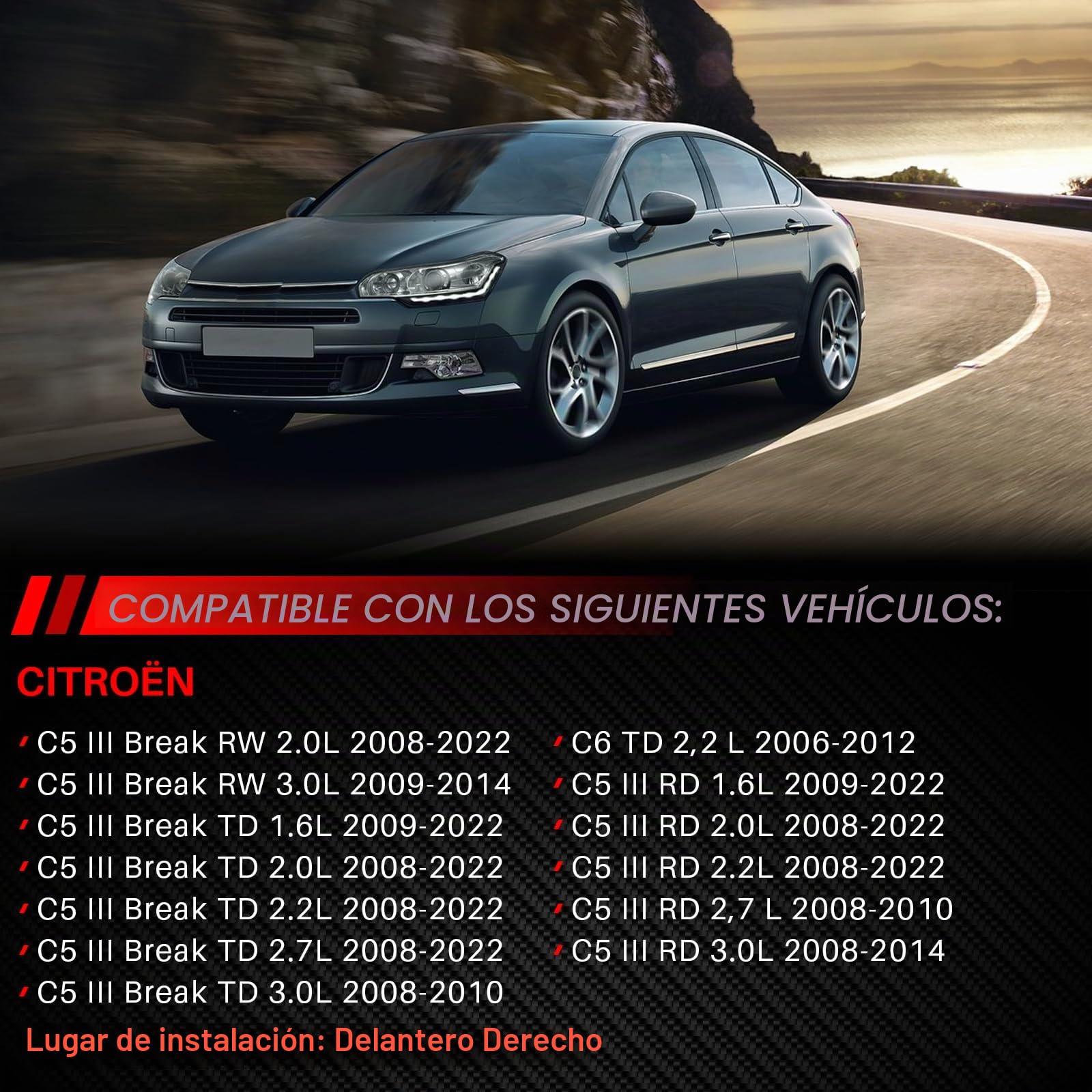 Amortiguador hidráulico delantero derecho de repuesto para C6 TD 2.2L C5 III RD 1.6L 2.0L 2.7L 3.0L 2006-2022 Accesorios de coche Código 5271.L6 5208.S3 5271.J6 5271.K0 5271.L4