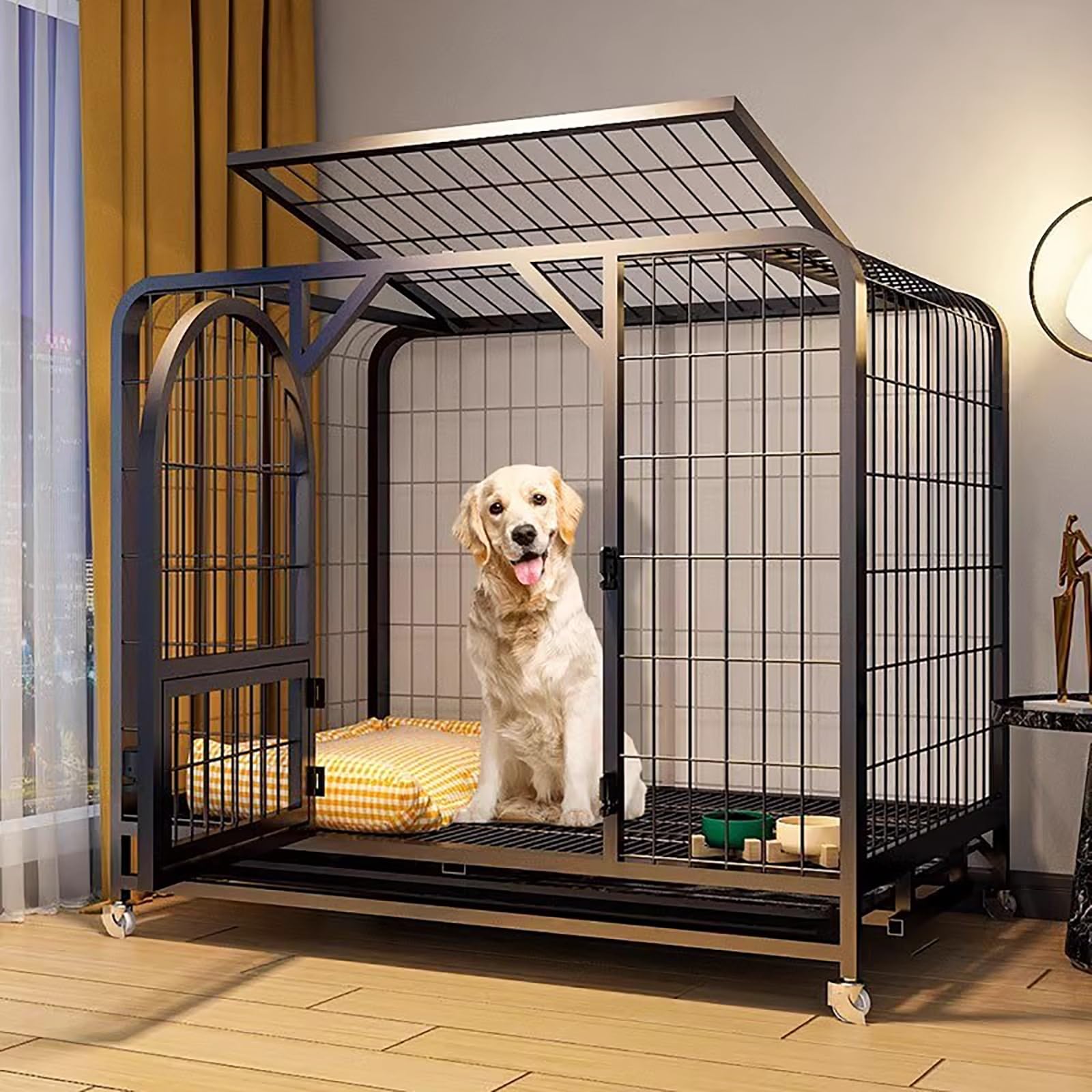 Robuste Hundebox mit Rollen und Fluchtsperre für kleine bis große Haustiere, ideal für den Innen- und Außenbereich