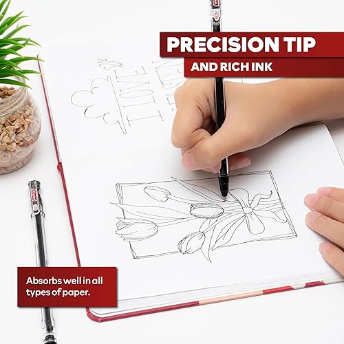 Miniatura 7 de XFasten Bolígrafos de punta extra fina de 0.015 in, paquete de 24 bolígrafos de tinta de gel de estilo japonés negro, flujo de tinta suave, sin