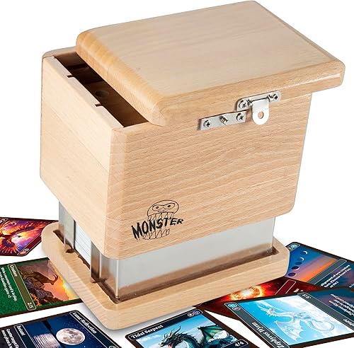 Monster Secret Misdirection - Caja de madera TCG – Cerradura de rompecabezas antirrobo, pestillo oculto, compatible con MTG Magic the Gathering,