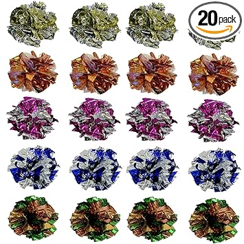 20 Pcs 2.3 Inch Cat Crinkle Balls Cat Toys Balls for Indoor Kittens Exercise and Cats Play and Chase