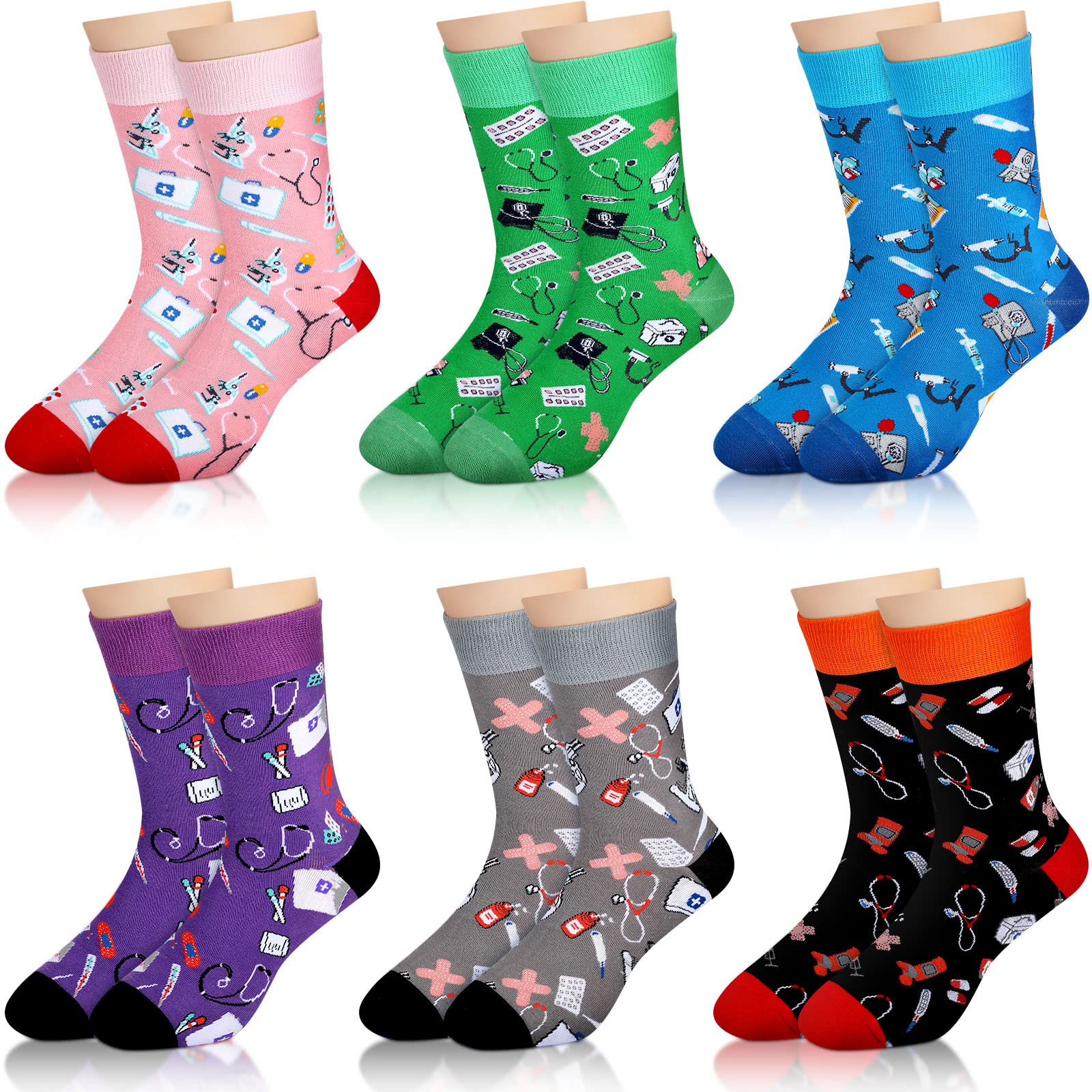 Hercicy6 Pairs Nurse Socks for Women Funny Nurse Appreciation Gifts Medical Socks Doctors Gift for Ma Week Christmas