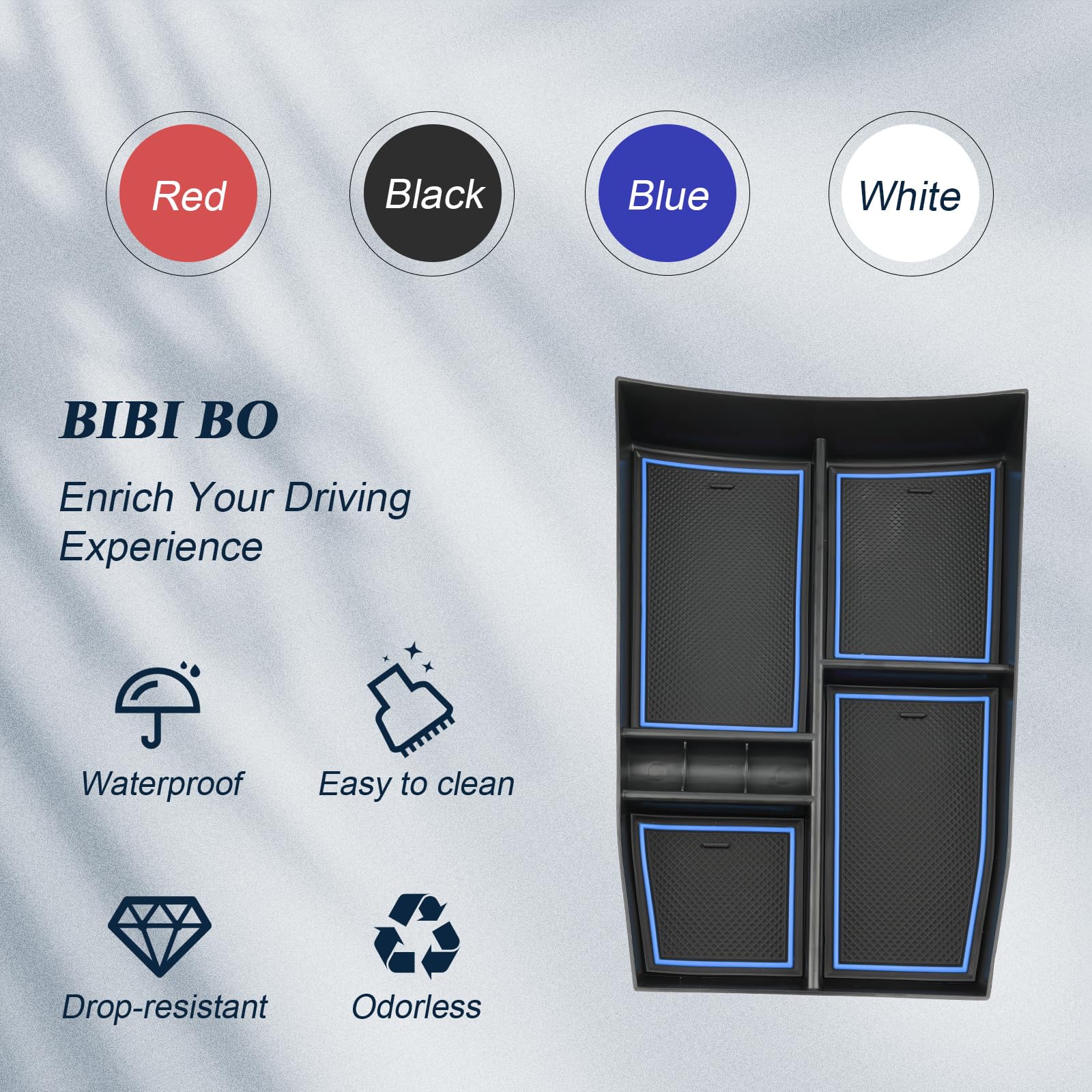 BIBIBO Organizer per console centrale, compatibile con Nissan X-Trail T33 2022-2025, contenitore per braccioli, organizer per console per braccioli, accessori per braccioli, con tappetino antiscivolo