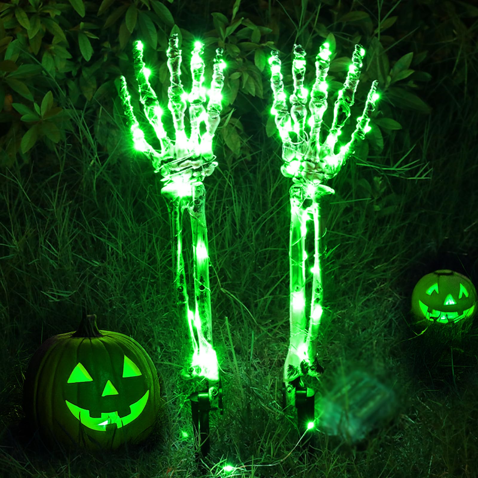LED Skelett Hände Gartenstecker - Gruselige Halloween Deko Für Garten & Vorgarten