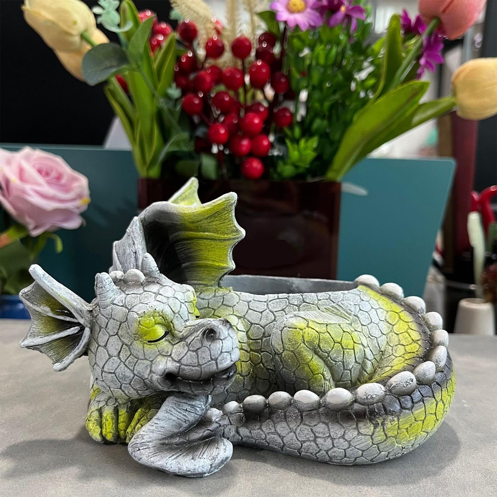 Amazon.co.jp: ドラゴンフラワーポット、ドラゴン植木鉢オーナメント