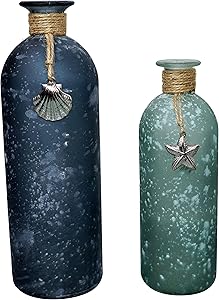 khevga Maritime - Juego de 2 jarrones de decoración, 26 y 20 cm de Alto