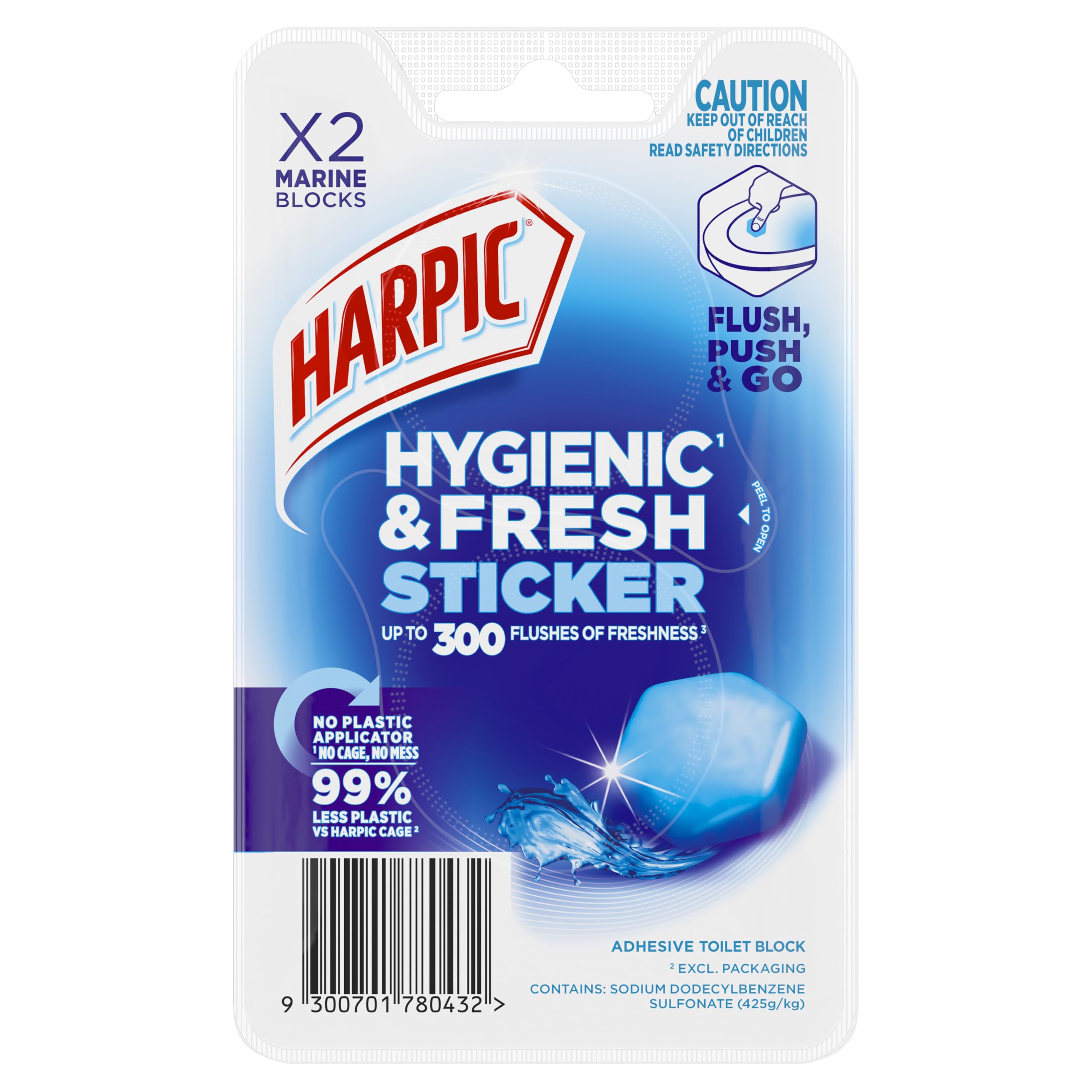 Harpic Hygienic & Fresh Sticker Marine Toilet Block (Pack of 2)
