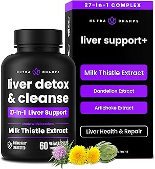 Liver Cleanse Detox & Repair Formula | 25+ Herbs: Milk Thistle Extract with Silymarin, Artichoke, Dandelion, Chicory Root Powder & More! | Premium Liver Support Pills Supplement, 60 Capsules