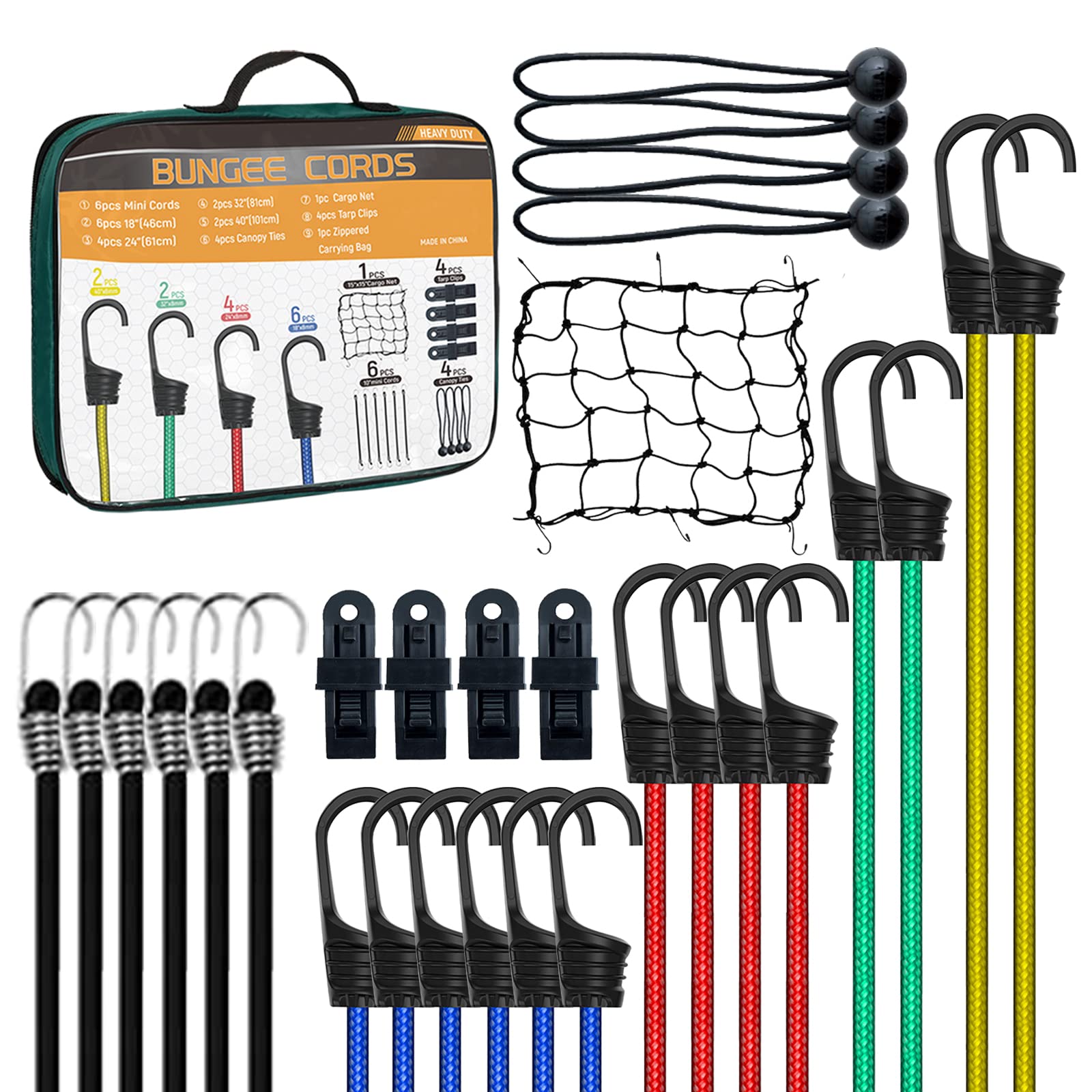 Buy Bungee Cords Heavy Duty Outdoor,Cords with Hooks 30 Piece Set
