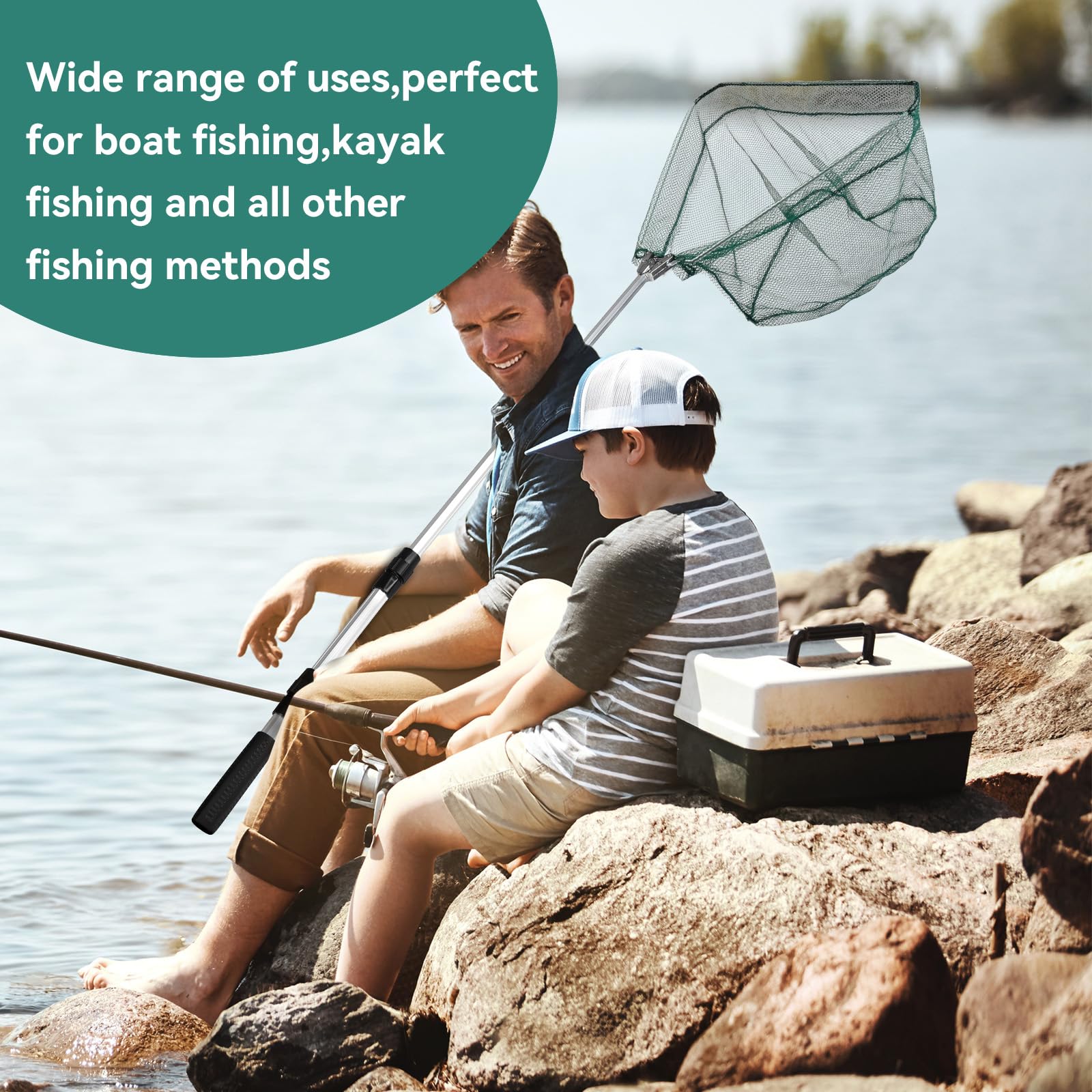 FoiiLiio Red de Pesca,130cm Red Pesca de Trucha Telescópica con Mango Largo Ajustable,Plegable y Portátil para la Pesca de la Trucha,la Perca y la Carpa