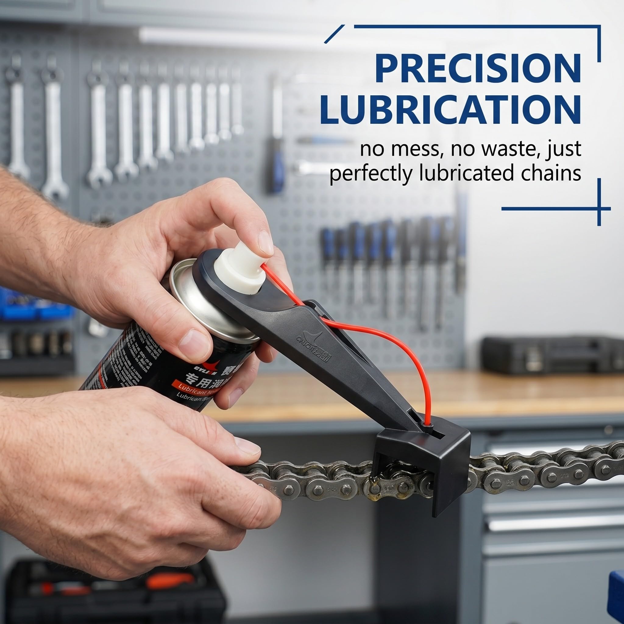 Aplicador de Grasa para Cadena de Moto – 1 Unidad – Incluye Tubo Pulverizador, Spray de Aceite para Cadenas, Herramienta de Lubricación y Limpieza, Ayuda para el Engrase