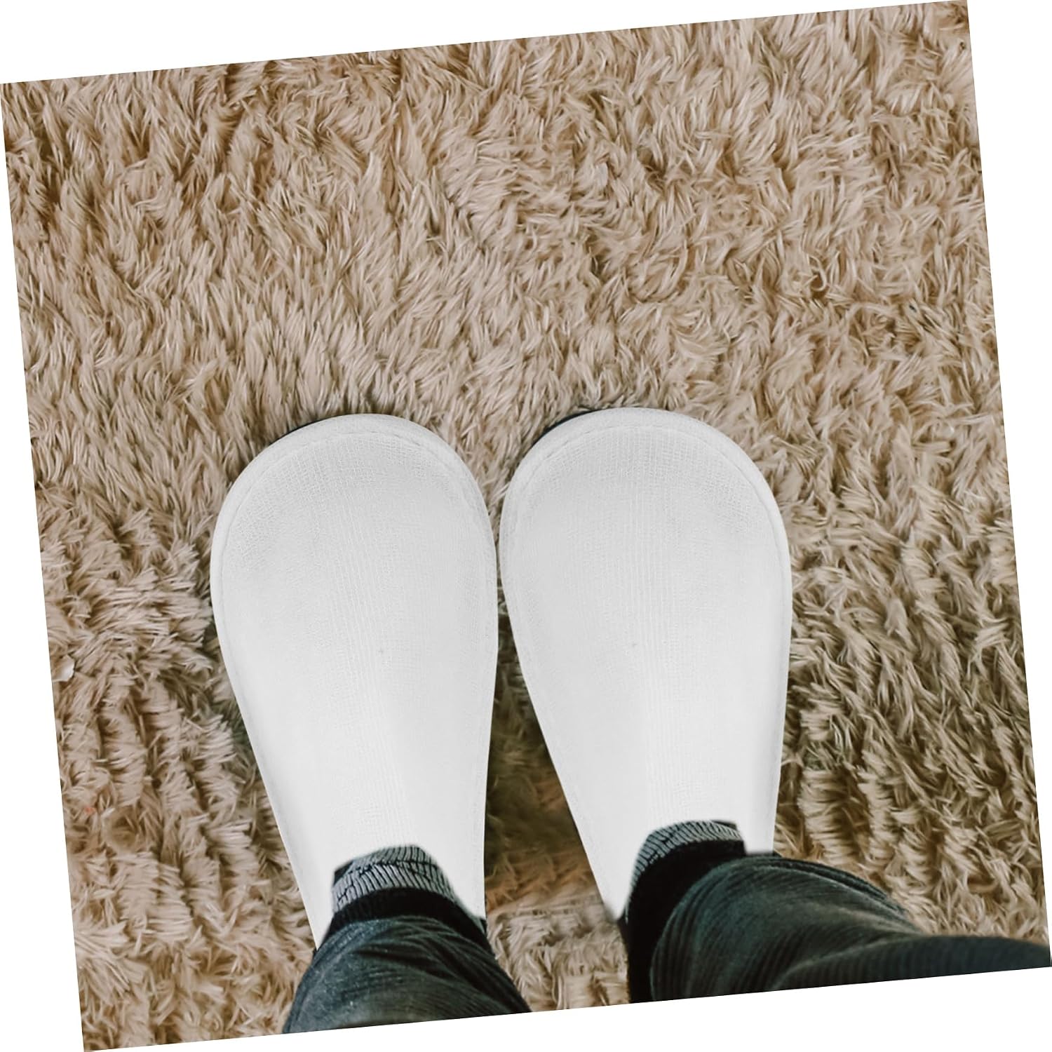 Ipetboom 12pairs Skid Disposable Guest Slippers for Hotels Travel Spa Comfortable Soft Cloth Slippers Water-resistant Sole for Nail Salons House Viewing