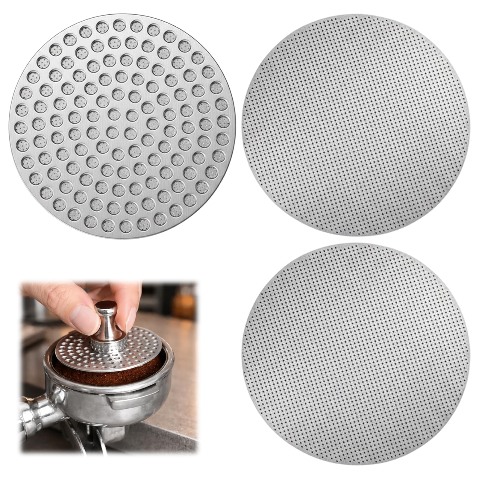 3PCS Puck Screen, Espresso Coffee Filter Set of Three, Dual and Single Layer Design for Even Extraction, Reduces Machine Cleaning Time, Professional 53mm Size for Home Baristas and Coffee Enthusiasts-image-44