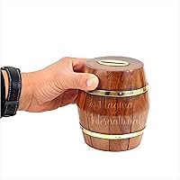 Vista 2 de Banco de dinero de barril de madera náutica - Decoración del hogar pirata - Nagina International