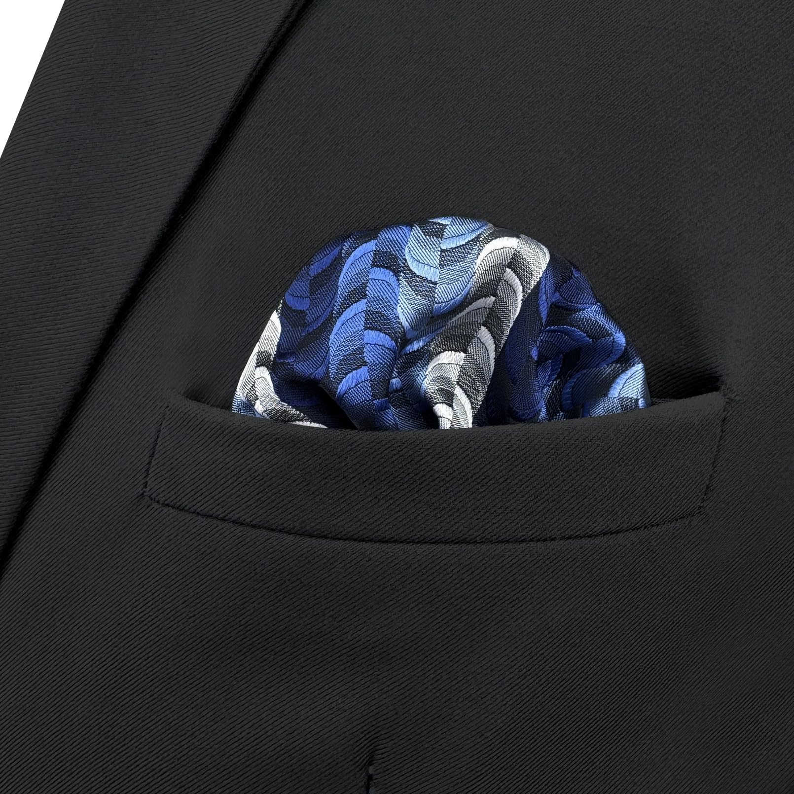 S&W SHLAX&WING Ripple Blue Męska poszetka Jedwabna chusteczka Biznesowy prezent ślubny Męskie poszetki