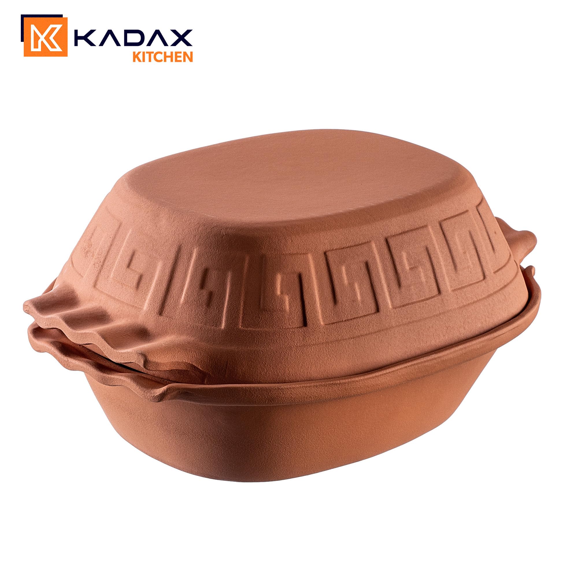 KADAX Tonbräter, Keramiktopf mit Deckel für Mikrowelle und Backofen, Dampfgarer aus natürlichen Materialien, Auflaufform für fettfreies Kochen, Brätertopf (Oval, 4L)