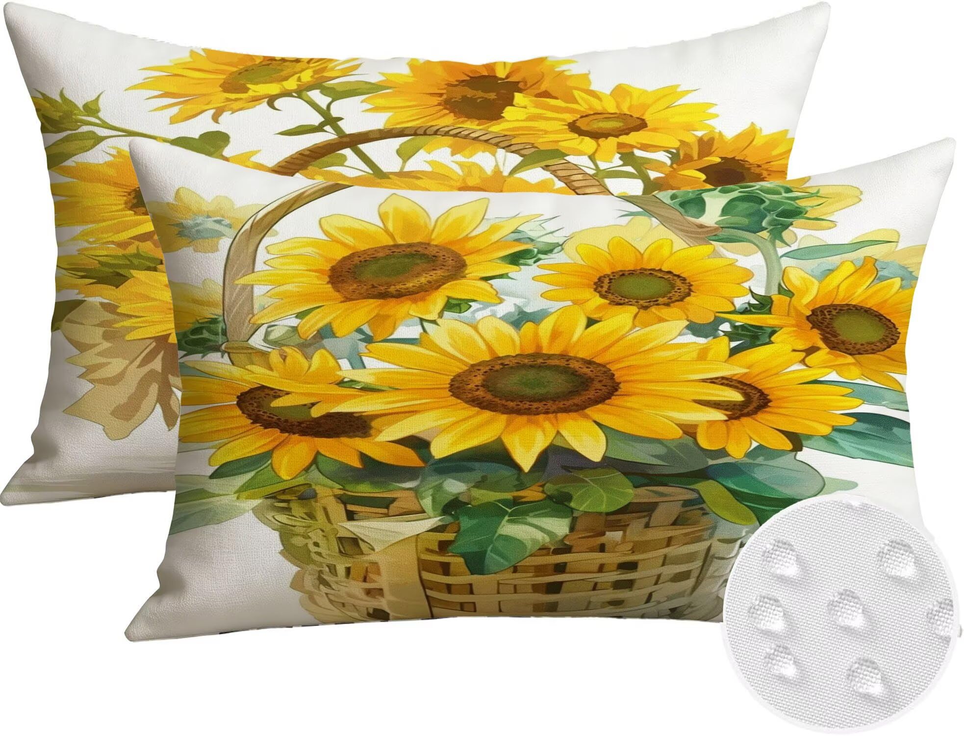 Générique Housse Coussin Exterieur Impermeable 30x50cm Jaune Décoratif Taie d'oreiller Decoration Tournesol Housse de Coussin Exterieur Impermeable pour Salon de Jardin Lot 2. T-3083