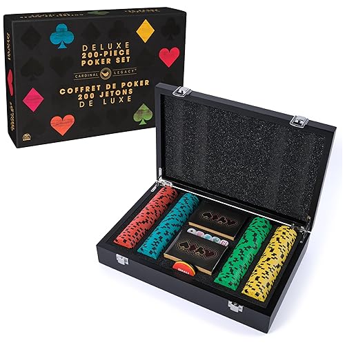 Spin Master Games, Cardinal Legacy Deluxe 200-Piece Poker Set, Premium Dual-Toned Poker Chips in Wooden Storage Case, 2-10 Players, for Ages 10 & Up - 200-piece Poker Set