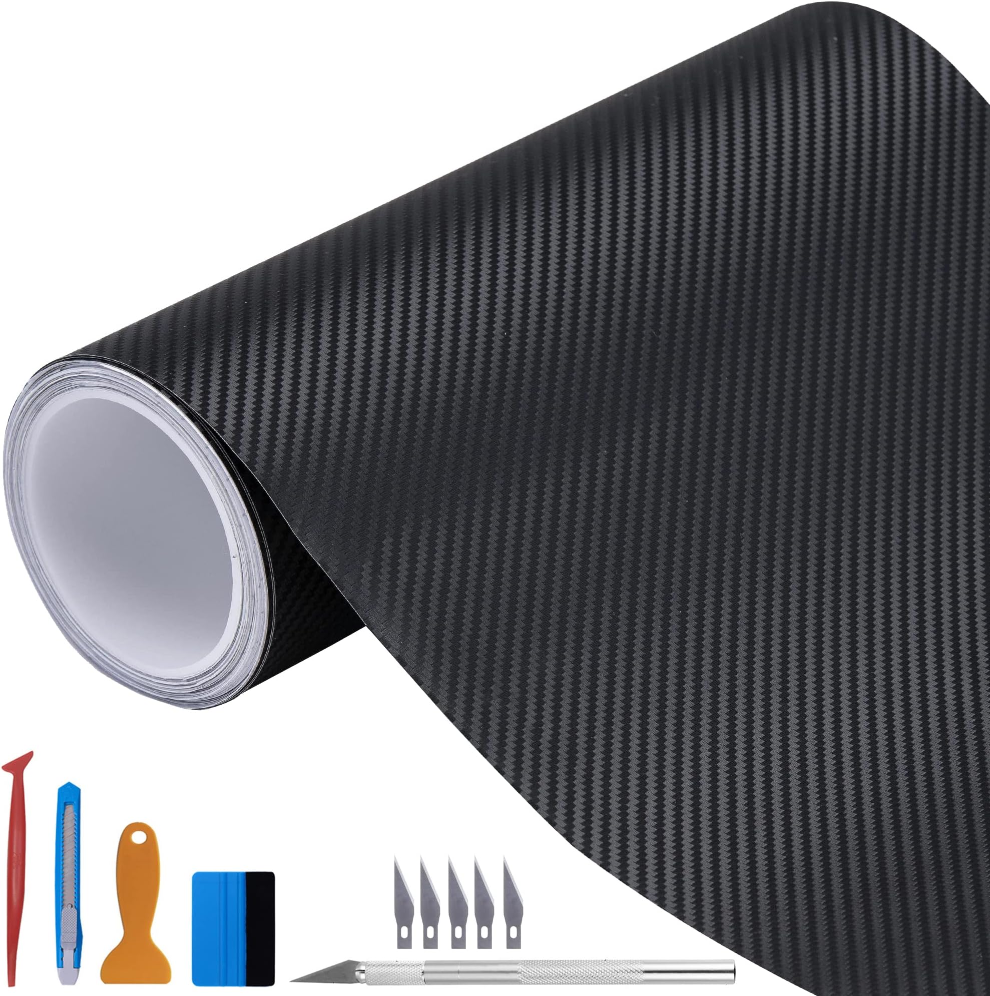 Film Adhésif Vinyle Aspect Carbone Forgé – Noir Brillant, Argent, Or, Rouge – Pour Voiture