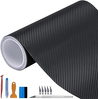 LZLRUN 30cm x 300cm Black 3D Carbon Fiber Vinyl Film Wrap Bubble Free Air Release Textured Black Matte Sticker Self-Adhesive (3D Black, 30cm x 300cm)