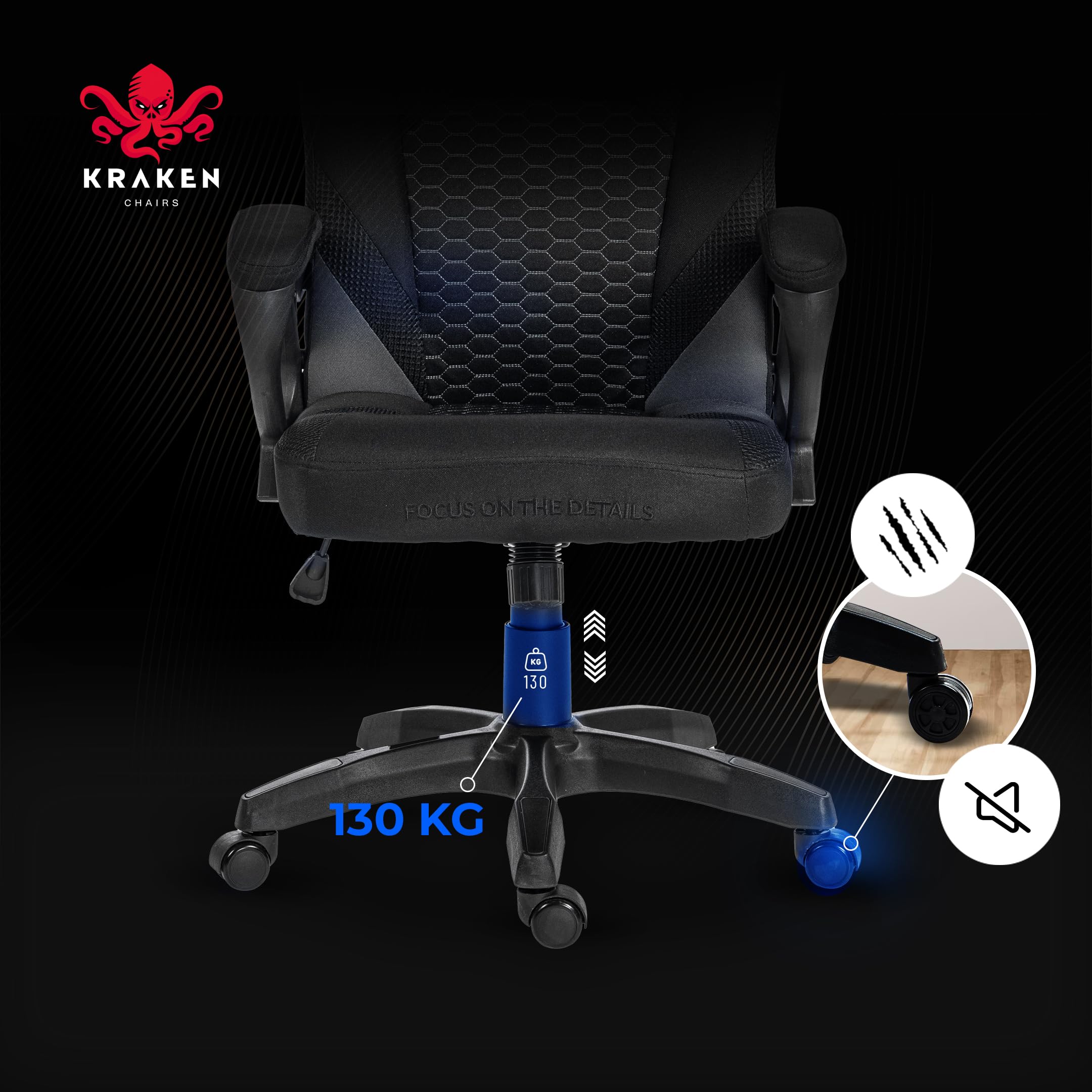 Sedia Gaming Tessuto Traspirante - Poltrona Gaming Ergonomica Con Inserti Mesh, Imbottitura Morbida, Funzione Dondolo E Gaslift, Sedia Ufficio Portata 130 kg, Nero-Grigio