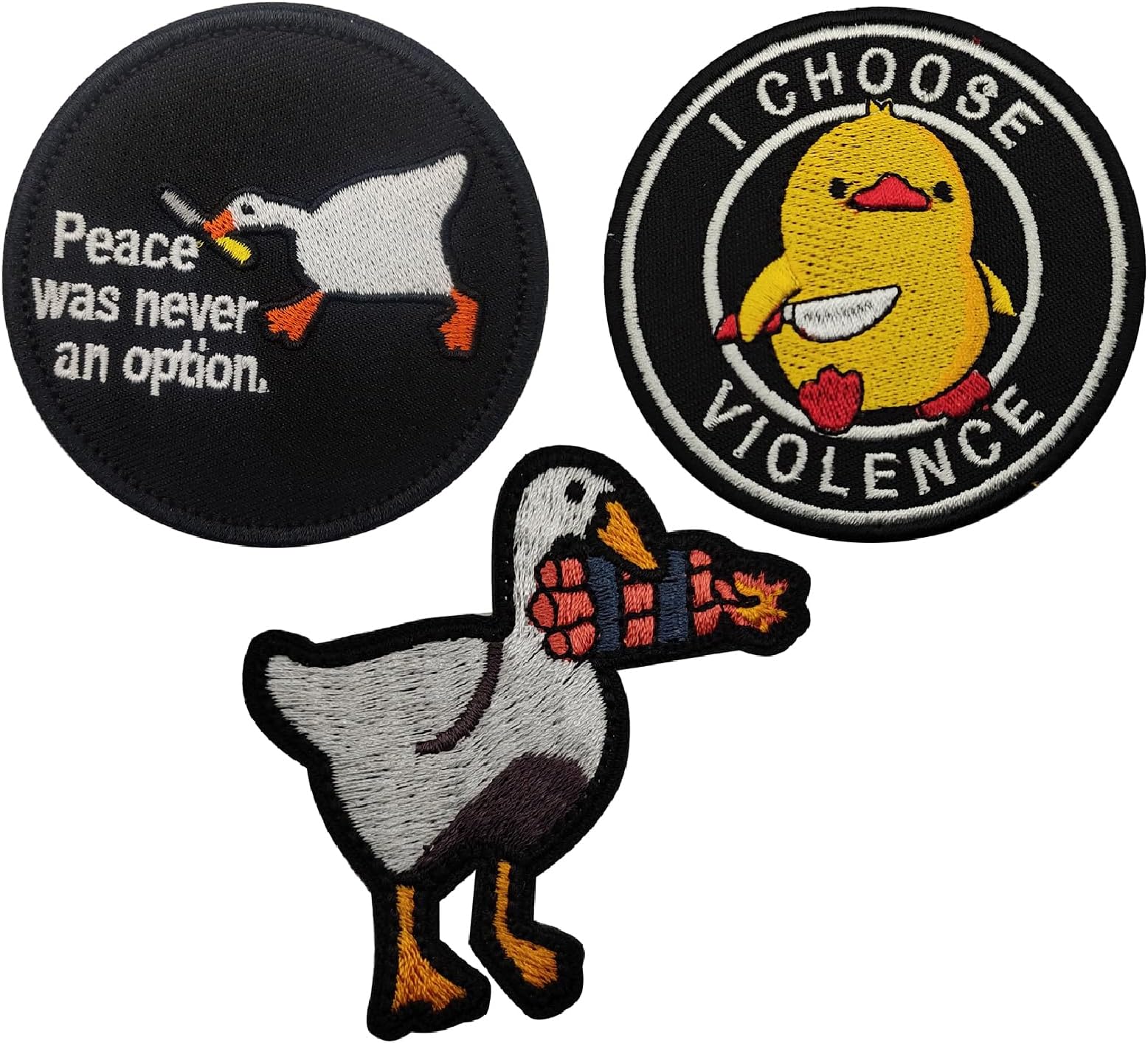 Pack of 3 Velcro Patches Animal Velcro Funny Patches Cute Duck Velcro Military Goose Ducks Funny Cute Duck Bite Knife Patch for Backpacks, Jackets, Jeans