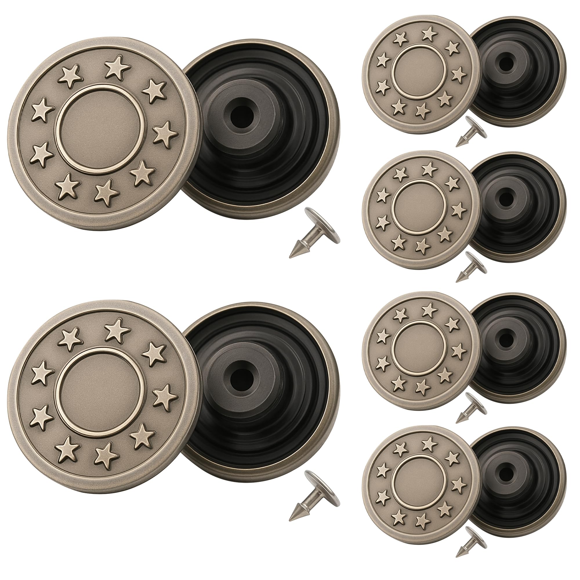 Trimming Shop Design18 17Mm Brass Jeans Button, Durable Tack Fastener Buttons With Back Pins Rivet For Repair Clothing, Denim Jackets, Handbag, Skirts, Gunmetal, 50Pcs Set