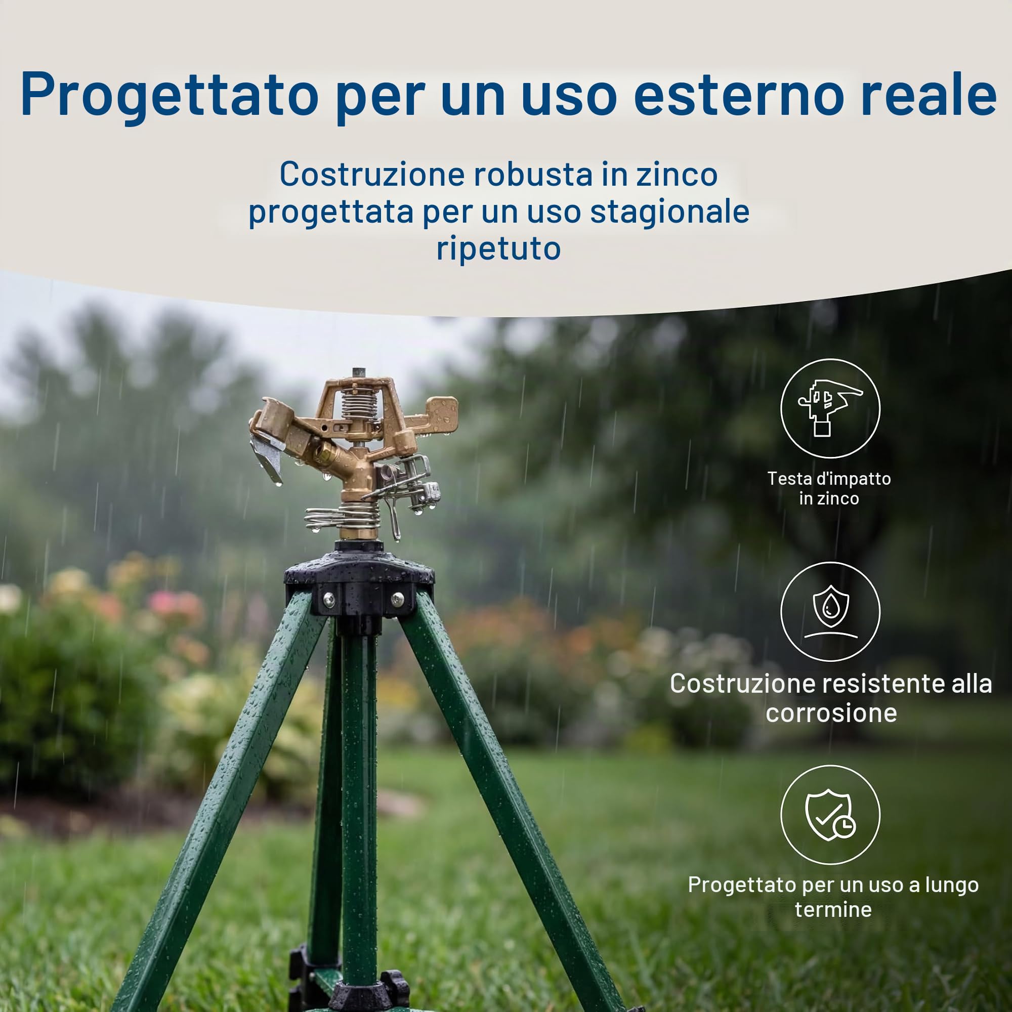 Orbit 56667N Irrigatore a Impatto Zinco su Base treppiede