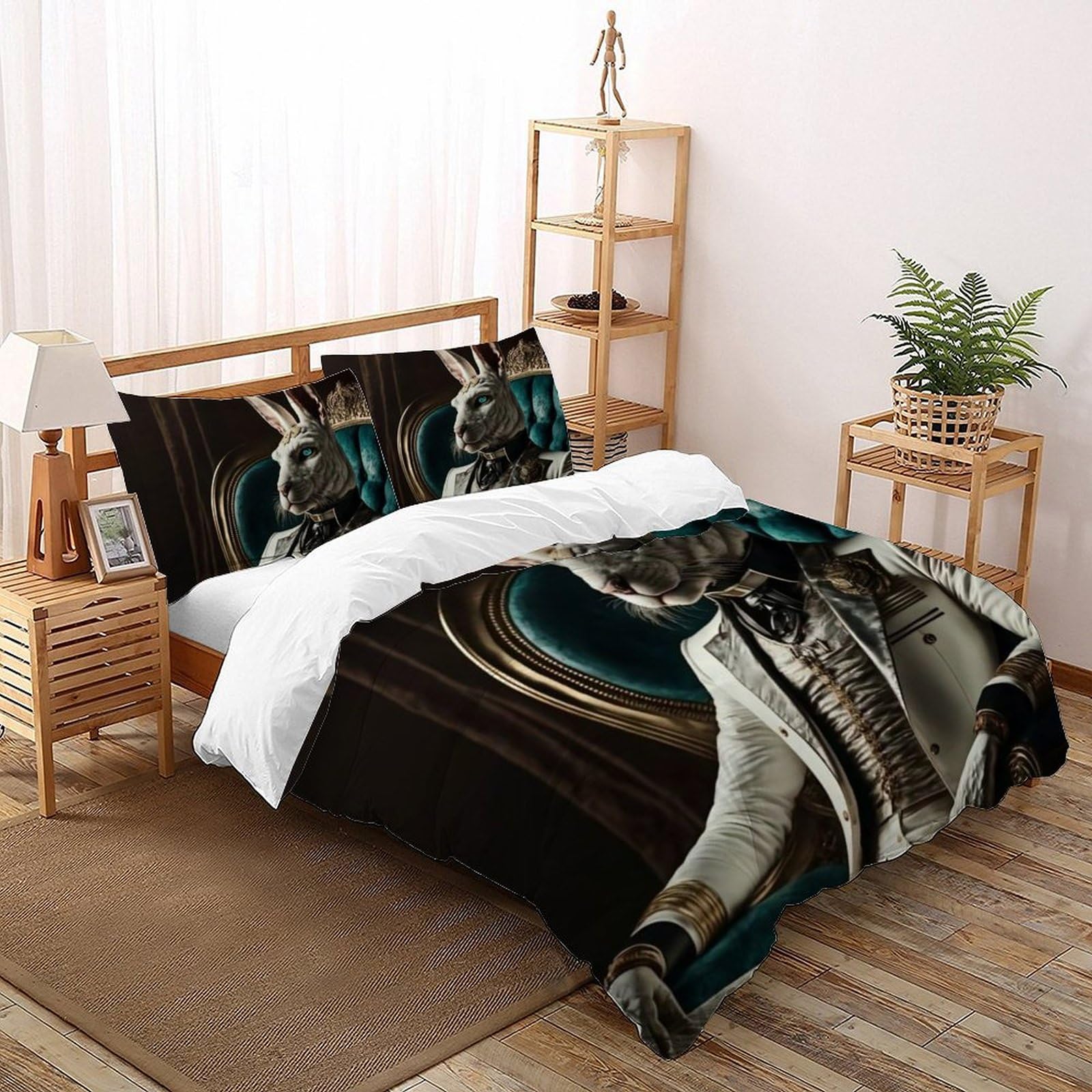 Housse de couette King animaux 3D en microfibre pour chambre garçon chaleureuse