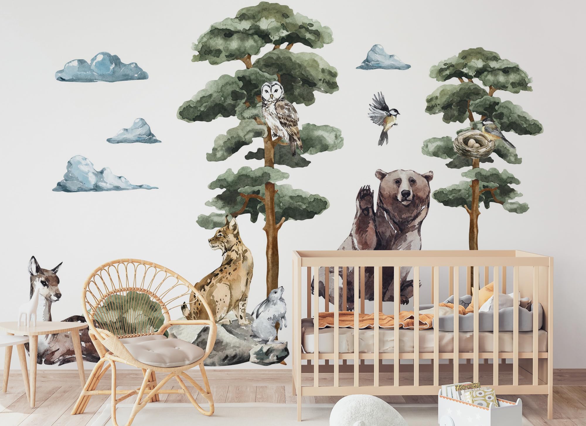 Pegatinas Pared Decorativas - Vinilo Pared Infantil Animales [240x190cm] árboles + oso | Decoracion Habitacion Bebe, Pegatinas Infantiles Pared, Pegatina Pared | ms3634