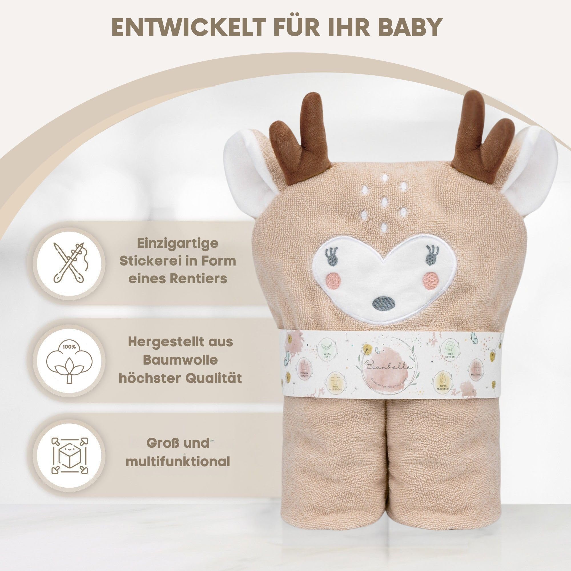 Baby Handtuch Kapuze aus 100% Bio-Baumwolle – Baby Badetuch mit kapuze superweich – Ideal als Badeponcho und Bademantel für Jungen und Mädchen 0-4 Jahre – Geschenk zur Geburt Mädchen & Junge