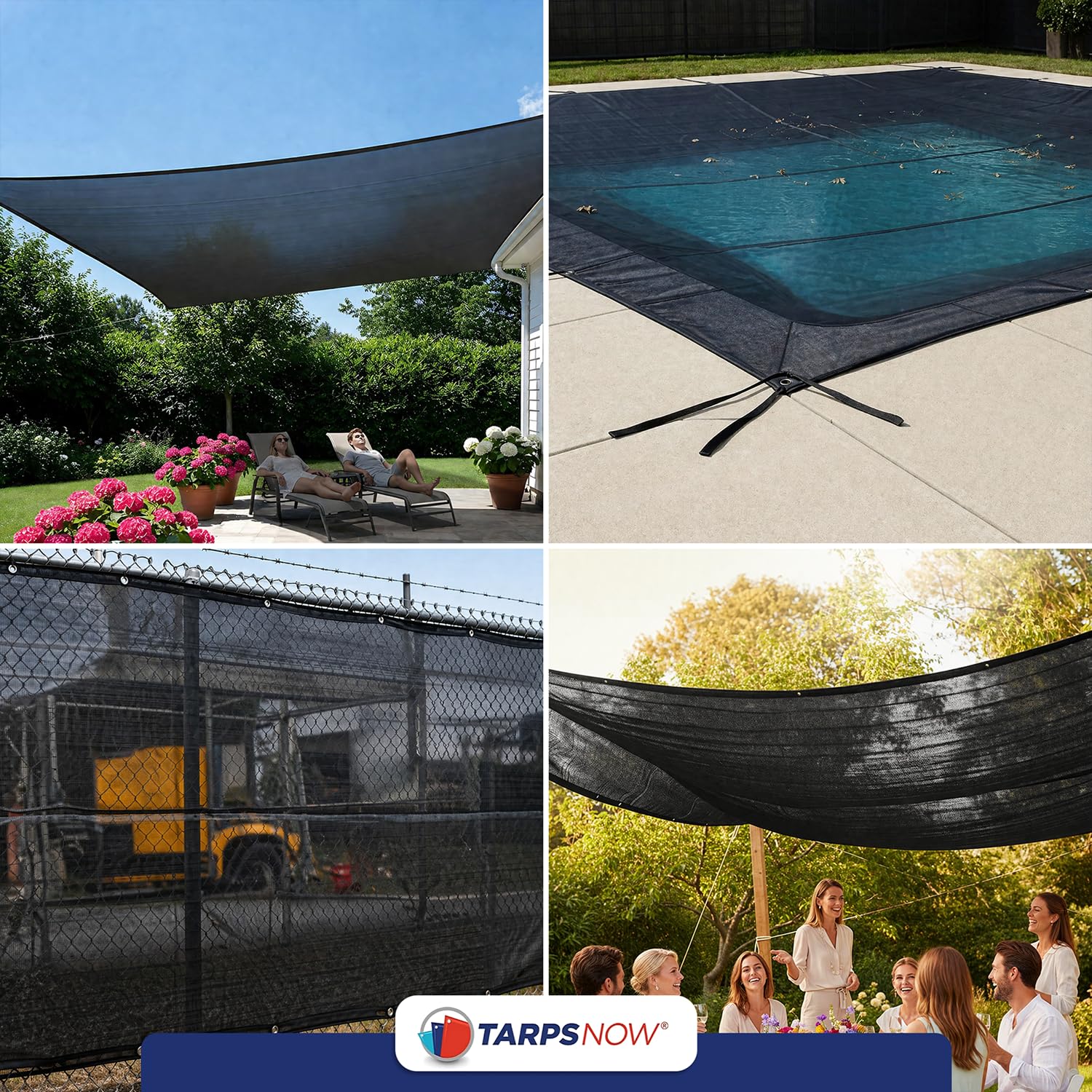 Tarps Now 4x10 ft Heavy Duty Mesh Tarp, 75% Sunblock Shade Cloth with Grommets & Reinforced Edges, Useful for Dump Trucks, Patio+Privacy Screen, Wind Block, Canopies, & Pool Cover-Black