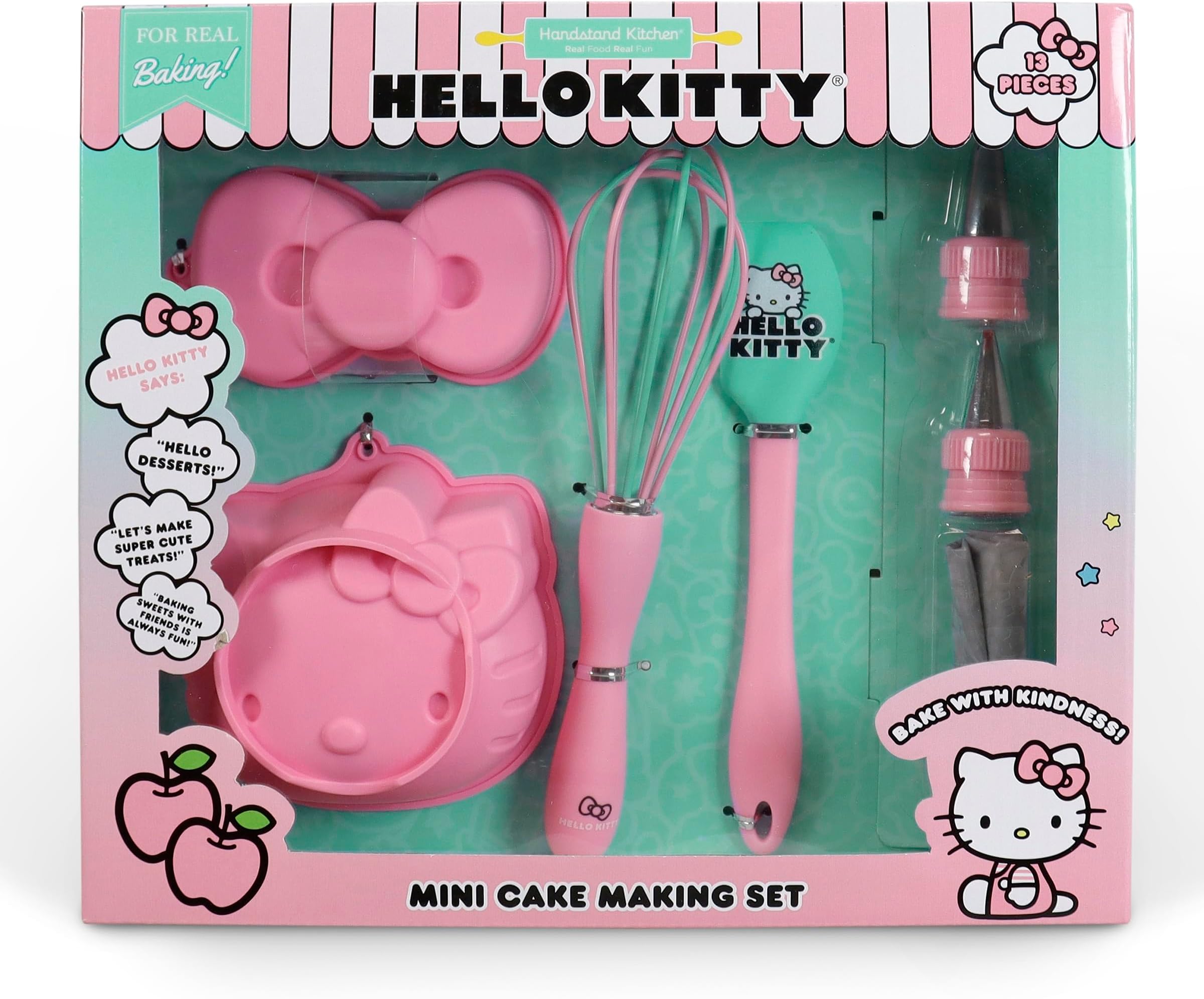 Handstand Kitchen Hello Kitty Cake Baking Set with Kitty Face and Bow Mini Cake Molds and More