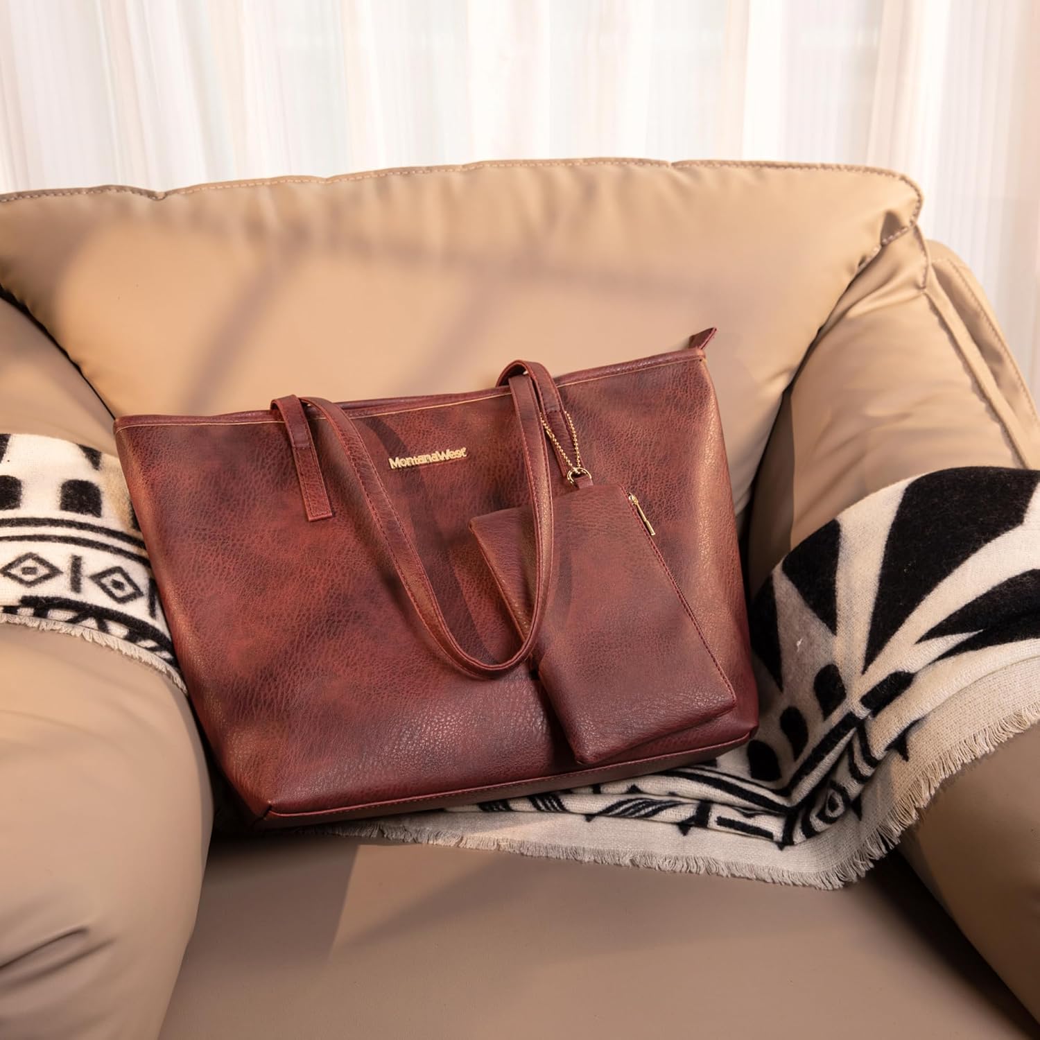 Montana West Tote Bags Vegan Leather Purses and Handbags for Women Top Handle Ladies Shoulder Bags - Image 3