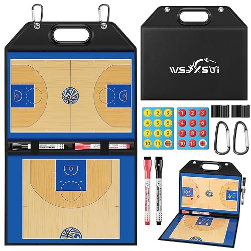 Magnetic Basketball Coaching Board | Foldable Leather Basketball Clipboard Kit