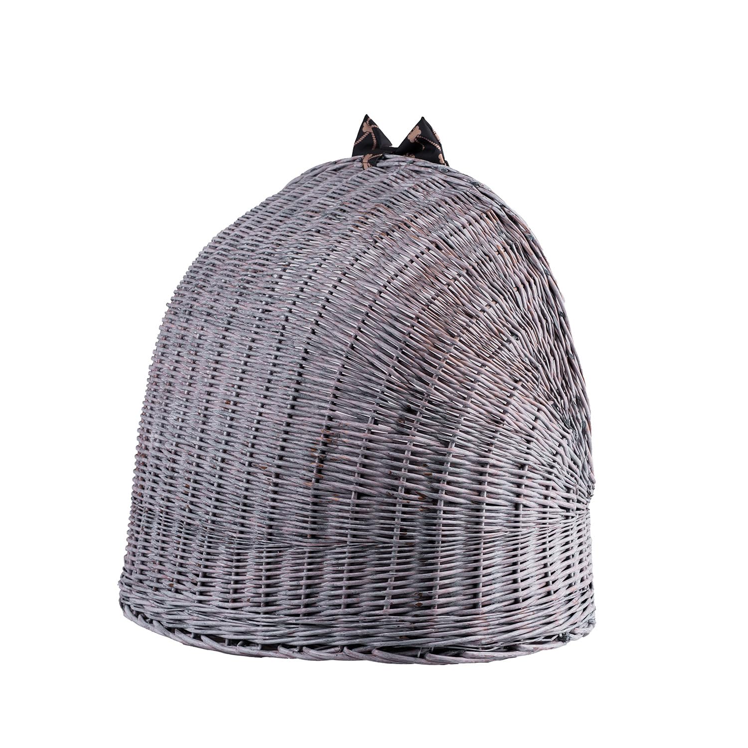 Cuccia per animali in salice, ovale, cuccia per gatti in vimini, cestino per il gatto per il cane, cestino per animali (grigio-nero, 60 x 46 H48)