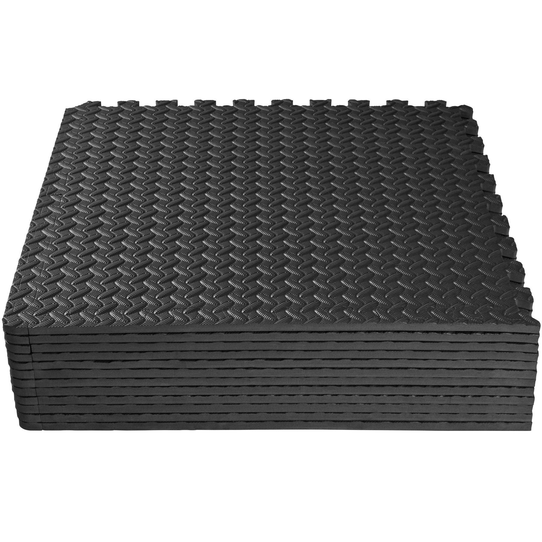 tectake® Set di tappetino palestra di protezione, 61x61 cm cad, tappetino yoga e pilates, EVA espansa, tappeto palestra impermeabili, termoisolanti, insonorizzanti, attrezzi palestra casa - Nero
