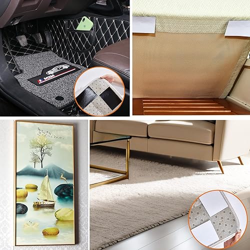 Miniatura 5 de 11 pares de cintas negras de gancho y bucle de 4 x 6 pulgadas, tiras de doble cara con parte trasera adhesiva resistente, sin necesidad de agujeros