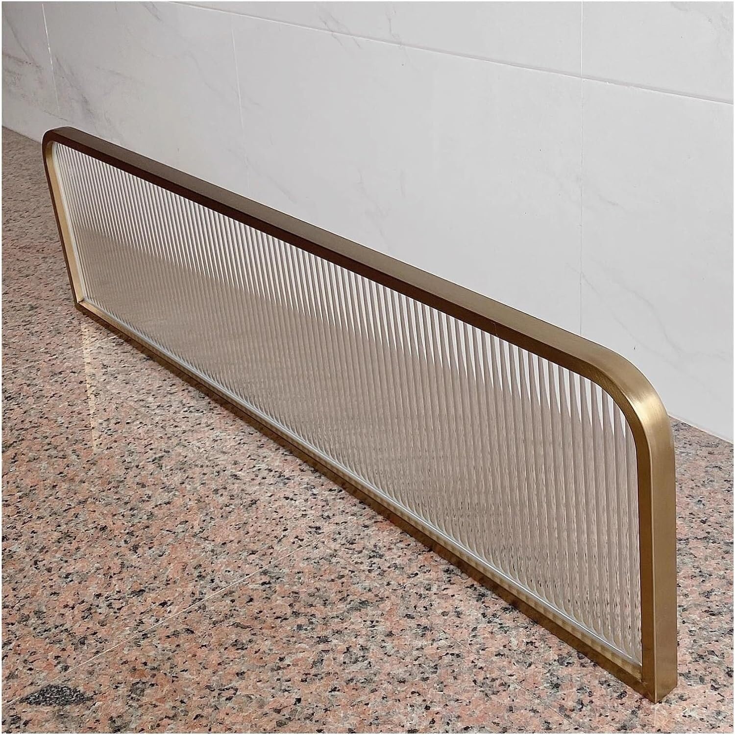 ZYCHSJXA Dividers For Dining Areas Striped Glass Space Divider Countertop Low Fence Restaurant Partitions(Gold,30x50cm)