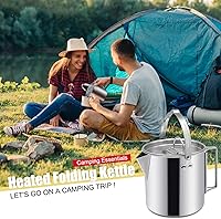 Vista 5 de Hervidor de té para camping, cafetera portátil de 1.2 L, olla de campamento al aire libre, con asas y con tapas para camping, senderismo, picnic