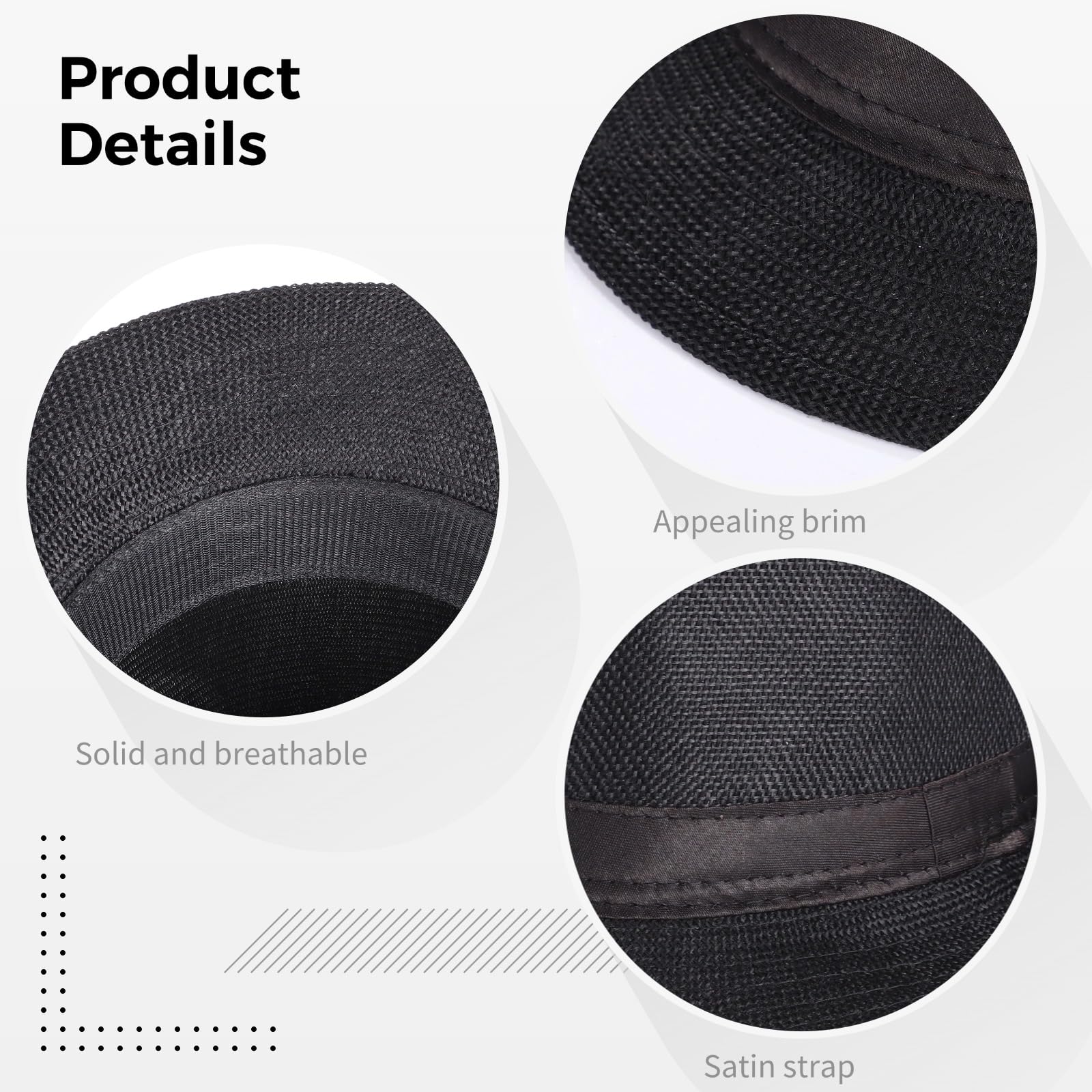 Lot de 12 chapeaux Fedora pour homme, chapeaux de jazz style années 1920, chapeaux de paille noirs avec bande en satin, chapeaux de soleil respirants pour activités de plein air, fêtes et voyages