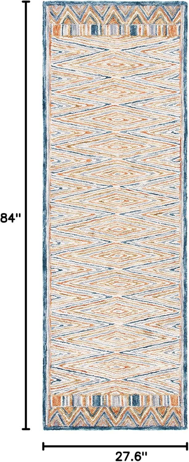 SAFAVIEH Aspen Collection Runner Rug - 2'3" x 7', Gold & Rust, Handmade Boho Wool, Ideal for High Traffic Areas in Living Room, Bedroom (APN808D)