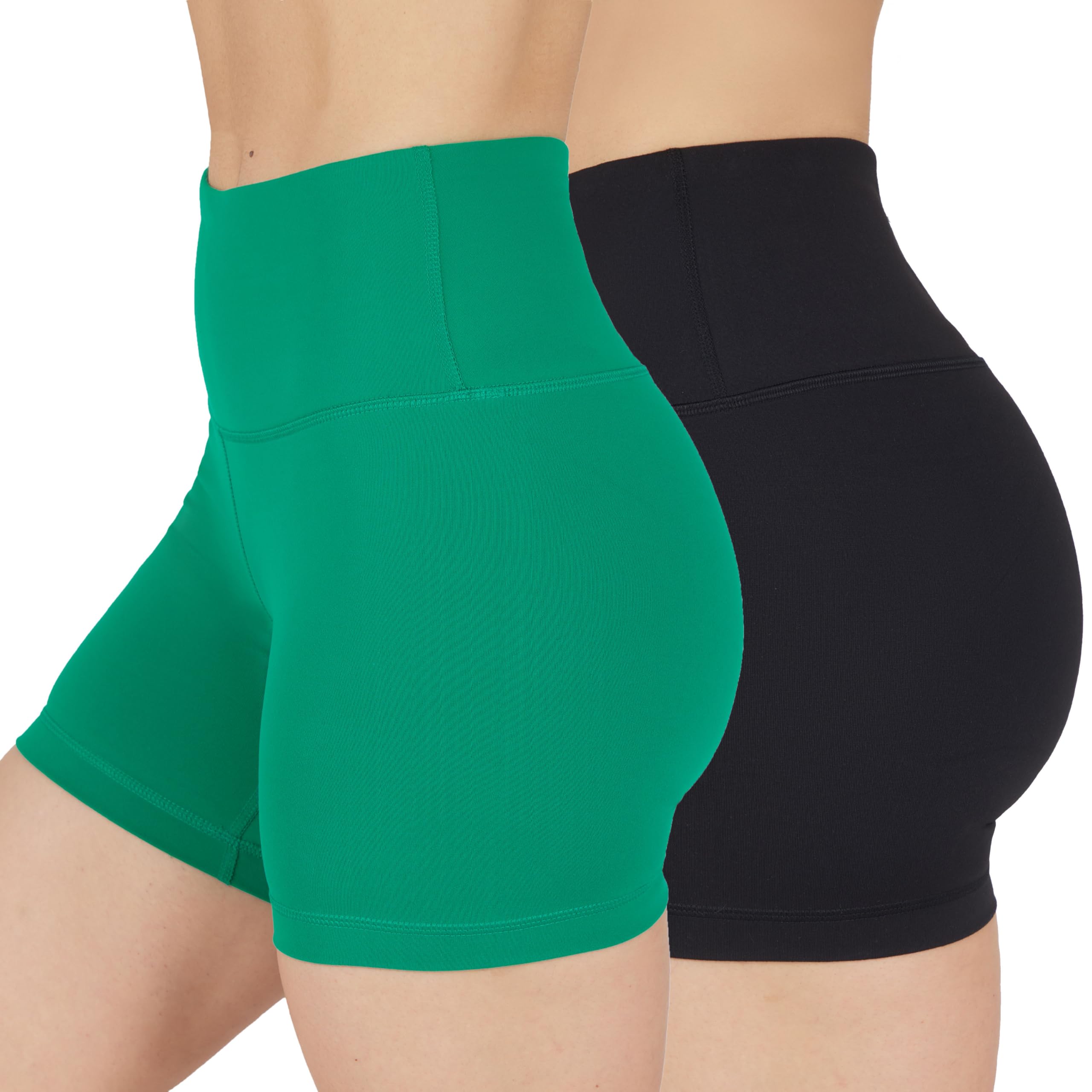 90 Degree By Reflex Womens High Waisted Biker Shorts Ribbed Workout Yoga Running Tummy Control Spandex Short