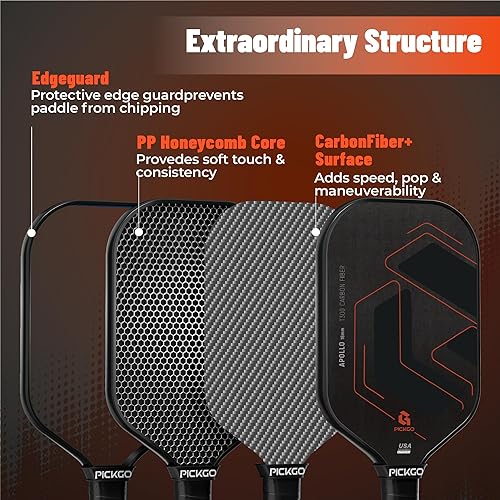 Miniatura 4 de Pickleball Paddles,Fiberglass Pickleball Paddles Set of 2, Lightweight Pickleball Rackets with Pickleball Carrying Bag,for Beginners & Pros