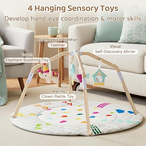 Miniatura 4 de Bella's Friends Tapete de gimnasio para bebé, tapete de actividad para bebé para suelo con 4 juguetes sensoriales desmontables, alfombrilla de