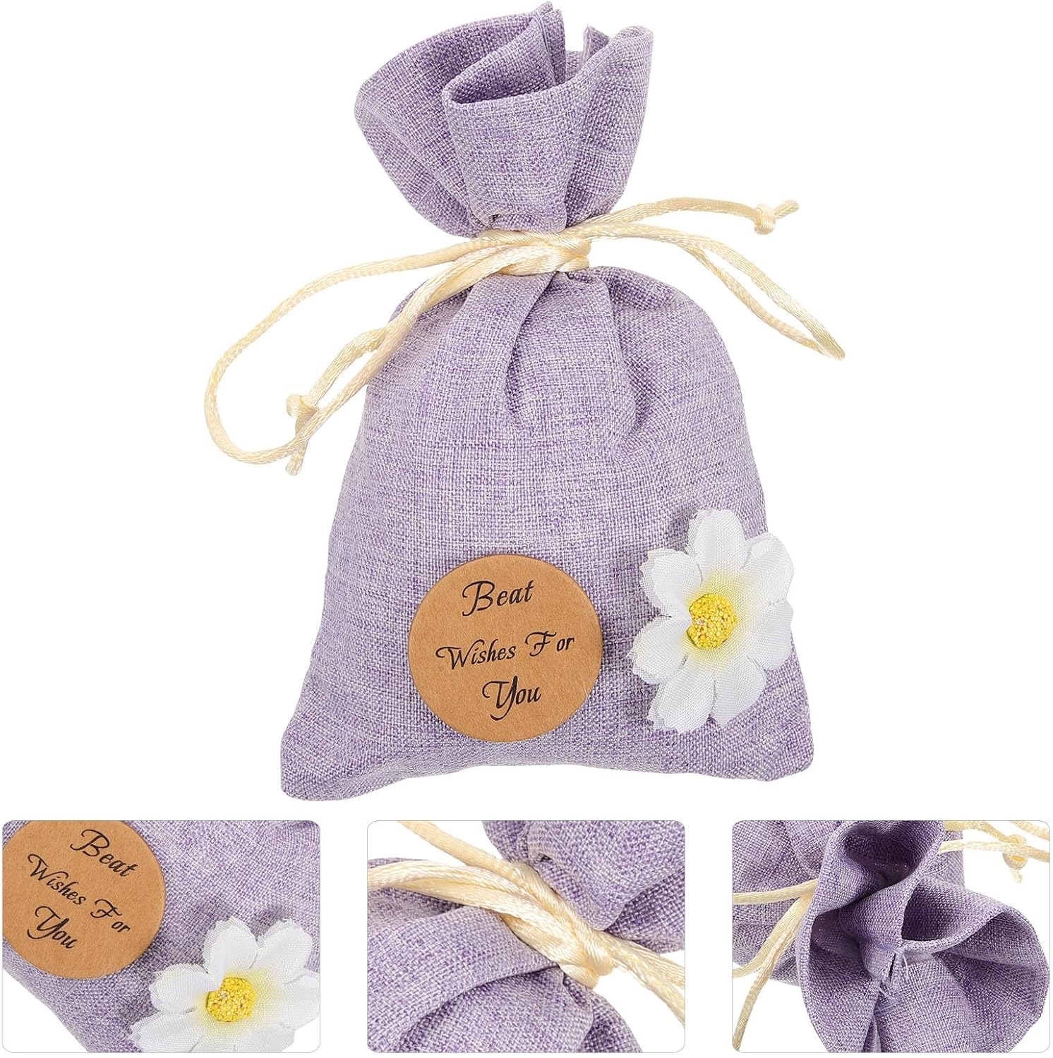WOONEKY Lavender Portable Sachets Bags with Drawstring Design 10pcs Sachet Linen Material Easy to Open and Close for Jewelry and Rings Storage for Home Fragrance and Closet Freshening