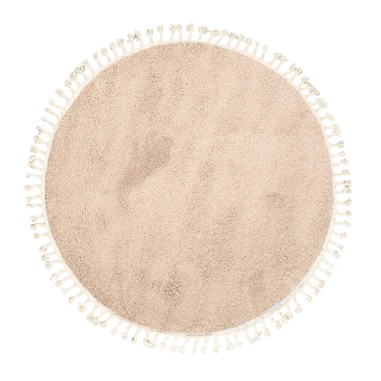 FRAAI | Home & Living Teppich Hochflor Rund - Lofty Fringe Beige - Ø 100 cm